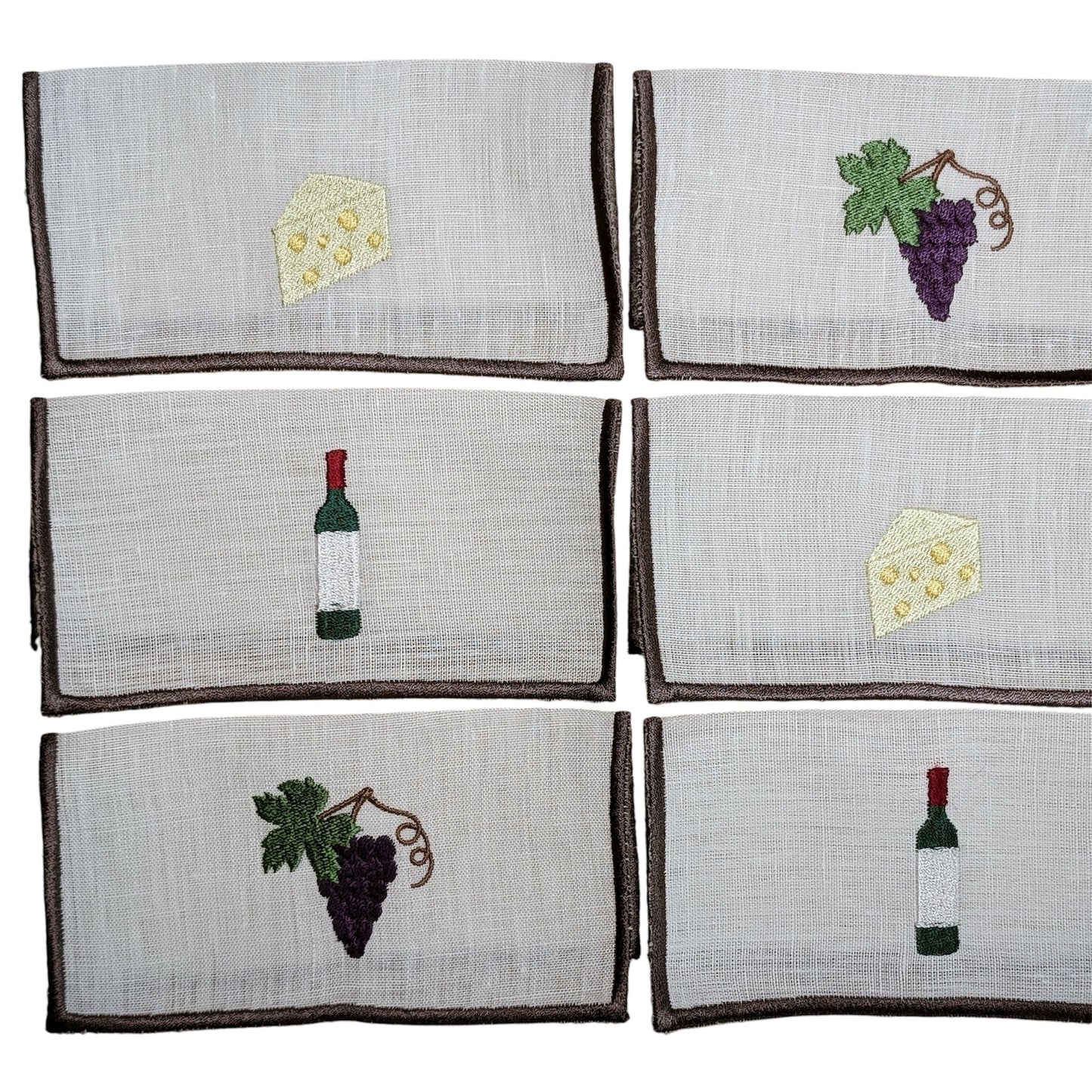WINE NOT - Wine Embroidery Cocktail Napkin Set (set of 6)