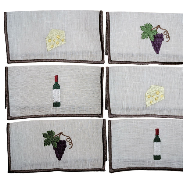 WINE NOT - Wine Embroidery Cocktail Napkin Set (set of 6)