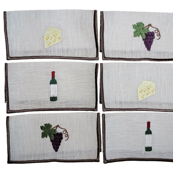 WINE NOT - Wine Embroidery Cocktail Napkin Set (set of 6)