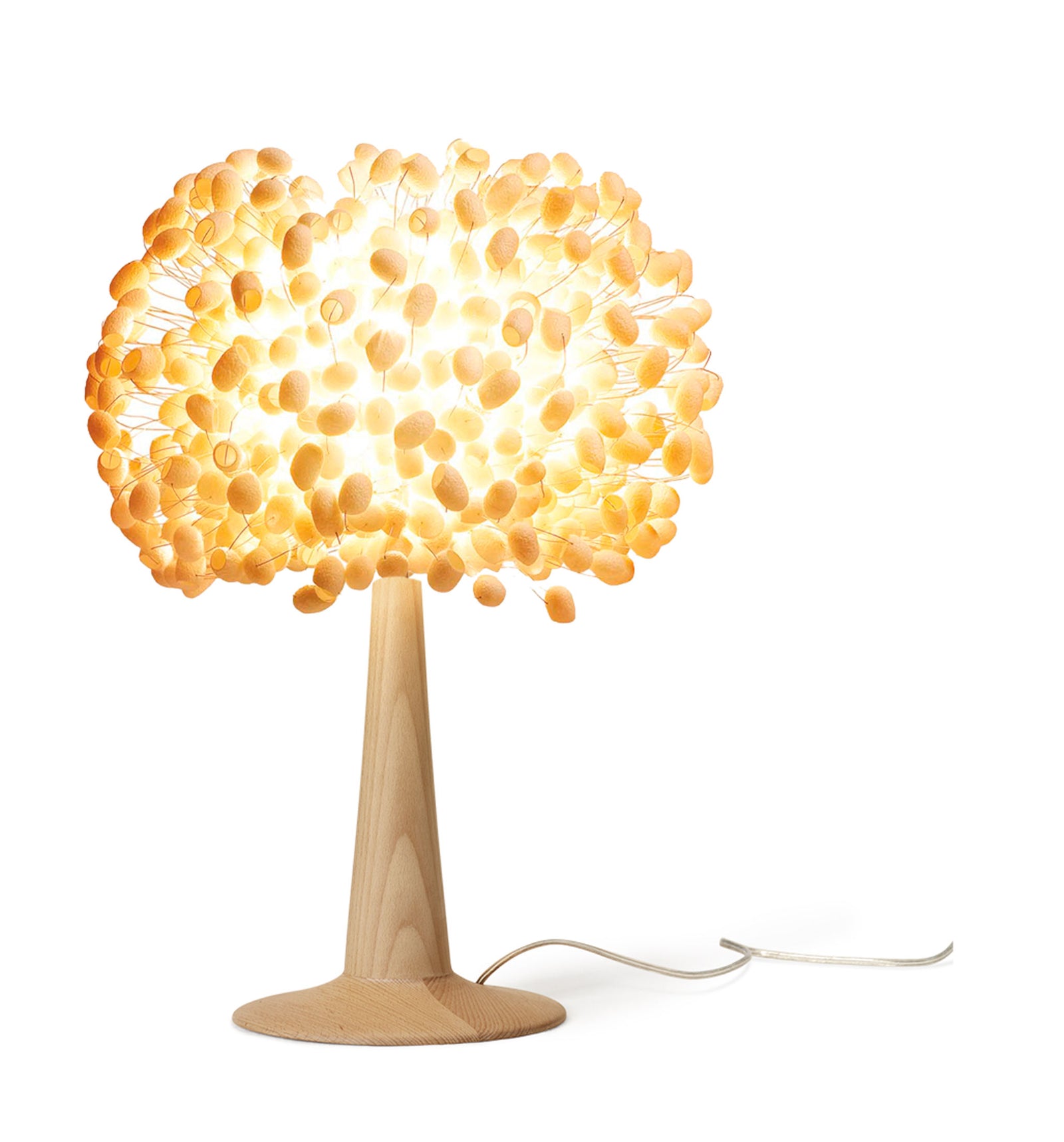 My Chrysalis by Ango – Handcrafted Silk Cocoon Table Lamp with Wooden Base