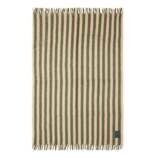 Mohair Blanket SGV Stripes Green and Beige