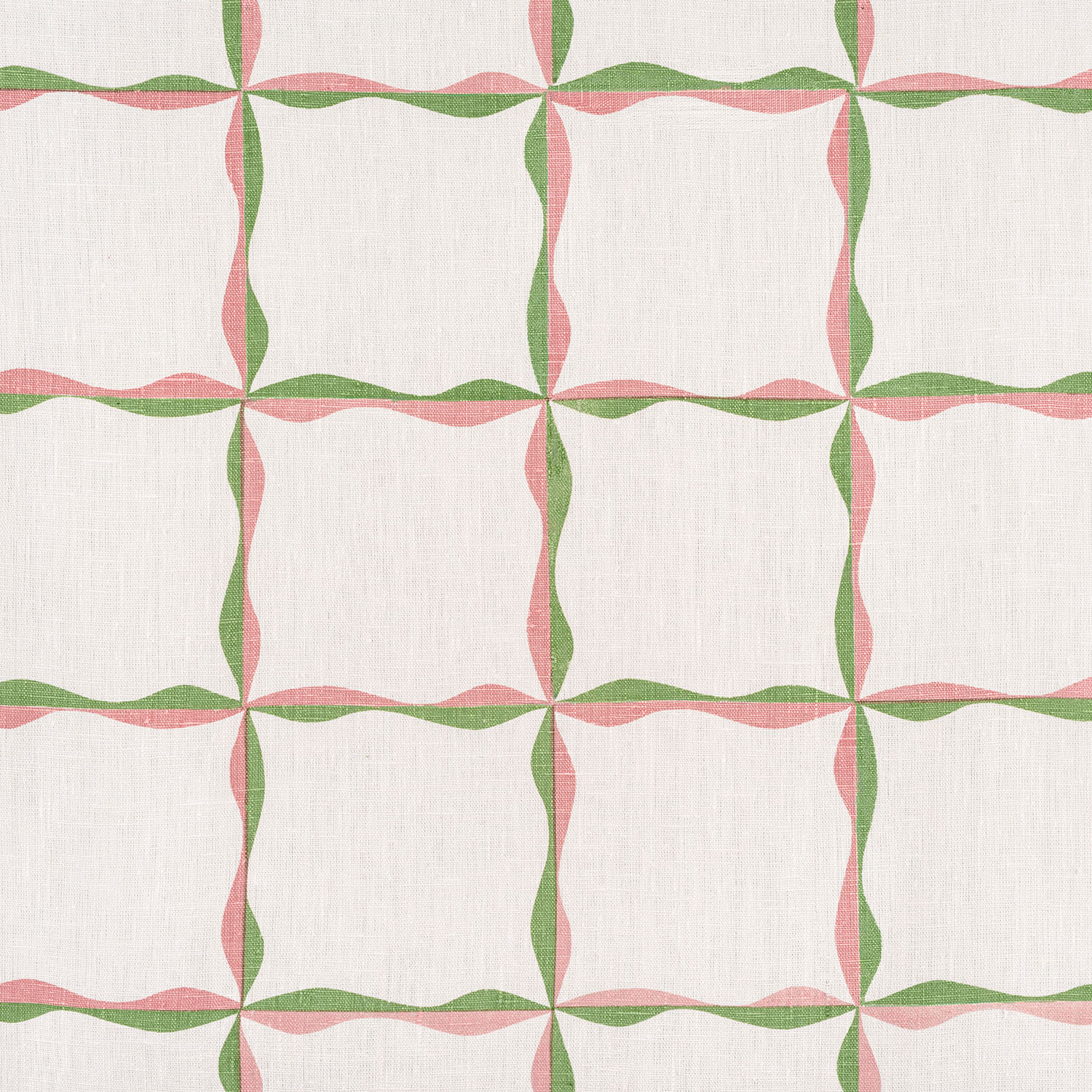 Ribbon Check Fabric (Plaster Pink and Sage Green)