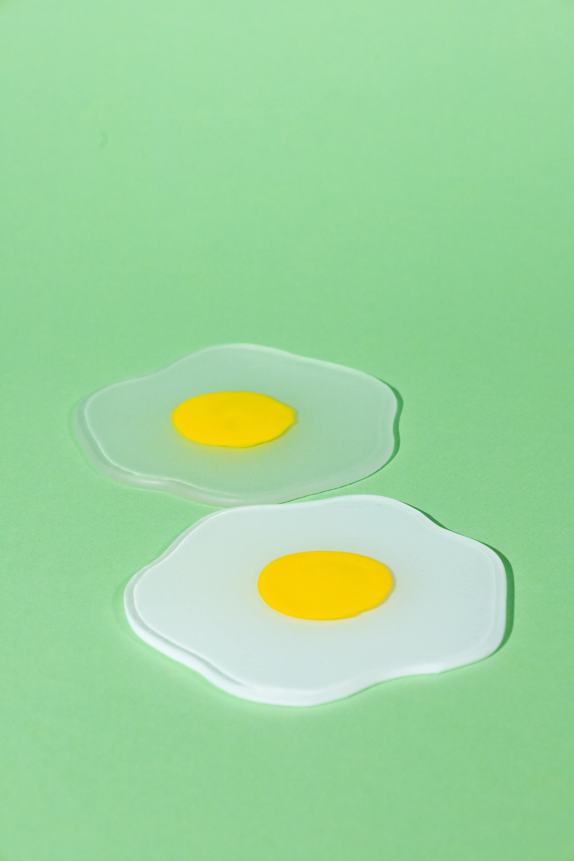 Raw to Fried Round Egg Glass Coaster Set of Two