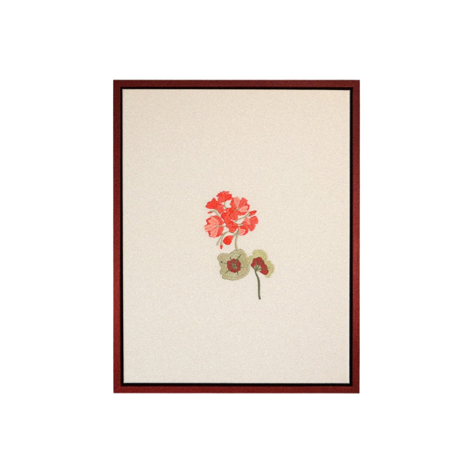 Geranium Framed Embroidered Art Canvas