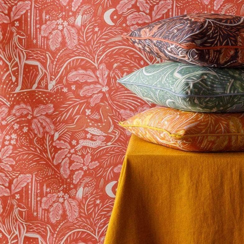 Staffordshire Small Cushion Straw Yellow and Stafford Pink