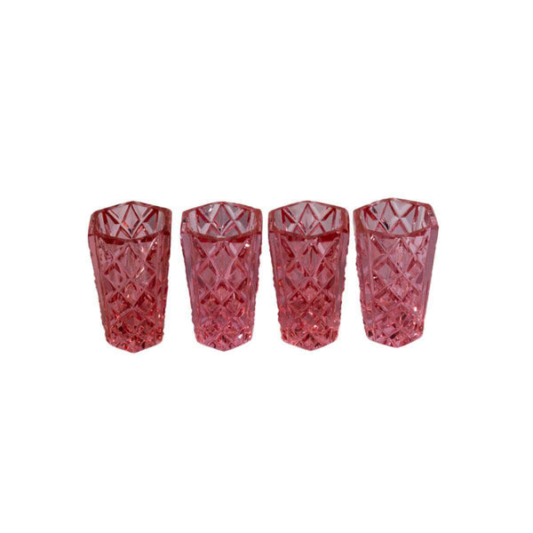 Vintage Bohemian Pink Shot Glasses, Set of Four
