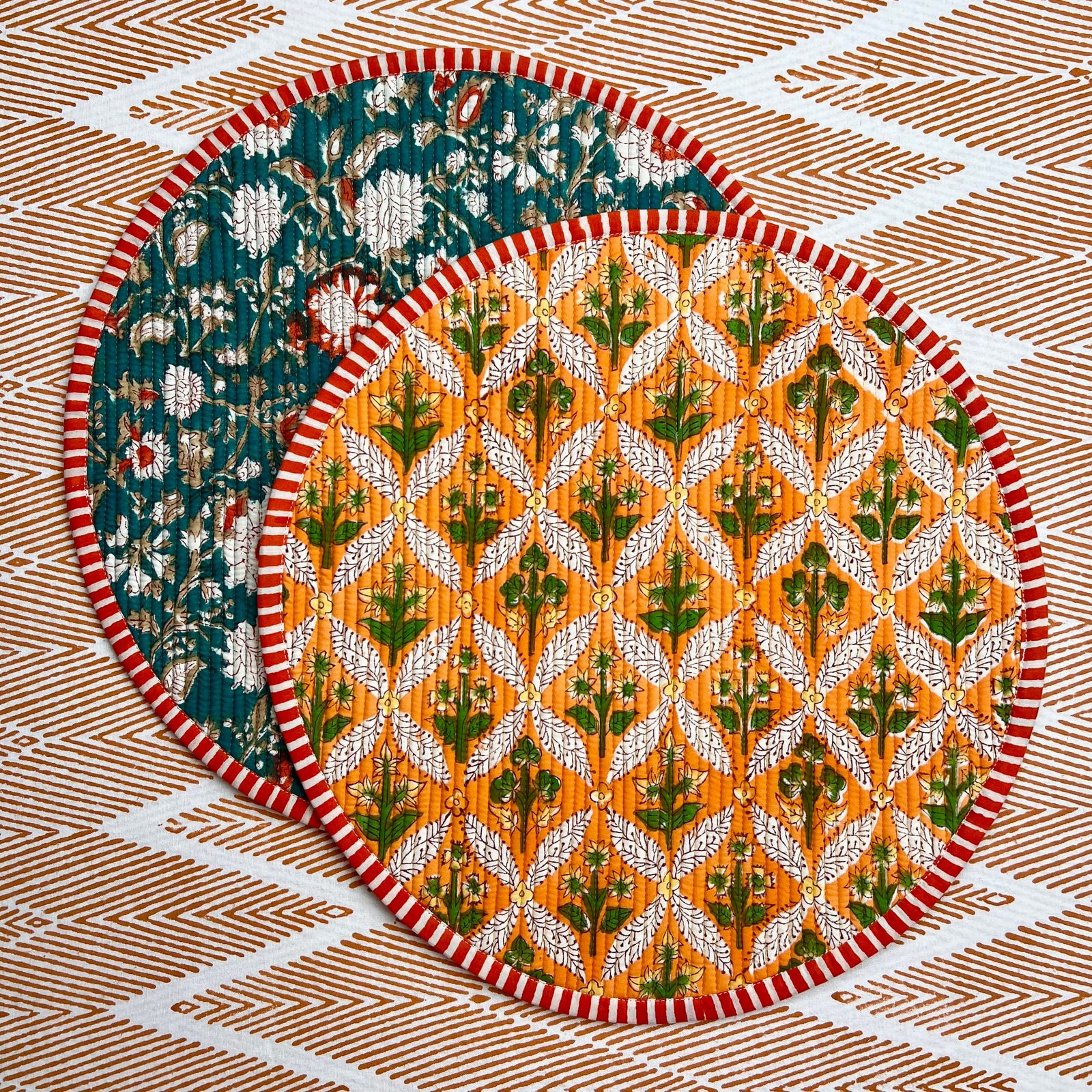 ‘The Breakfast’ Placemat - Round - Block Print