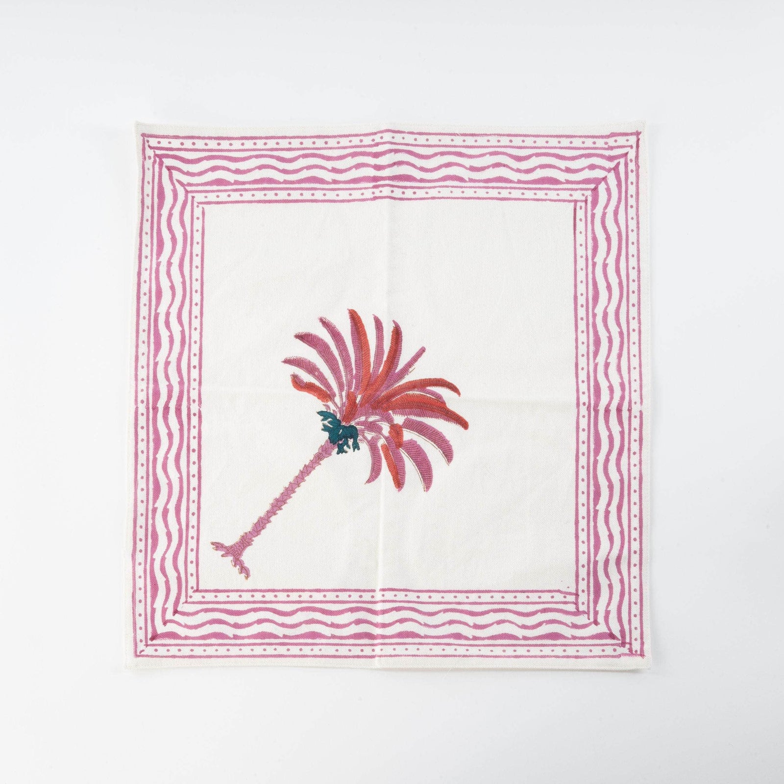 Hand-Printed Cotton Napkins - Palm Set of 4
