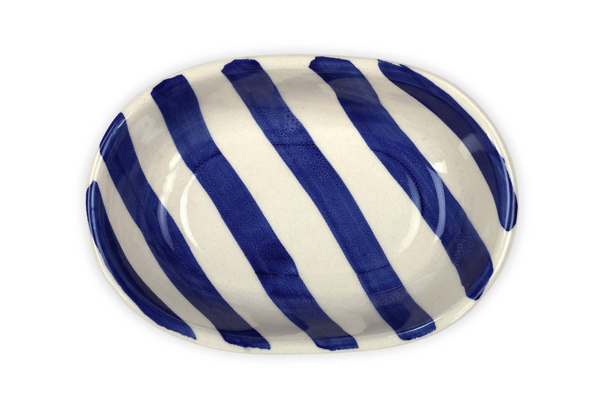 Ceramic Stripe Bowl, Blue
