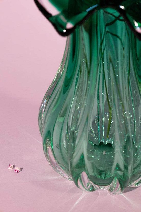 Bohemian Green Glass Vase, Josef Hospodka for Chribska