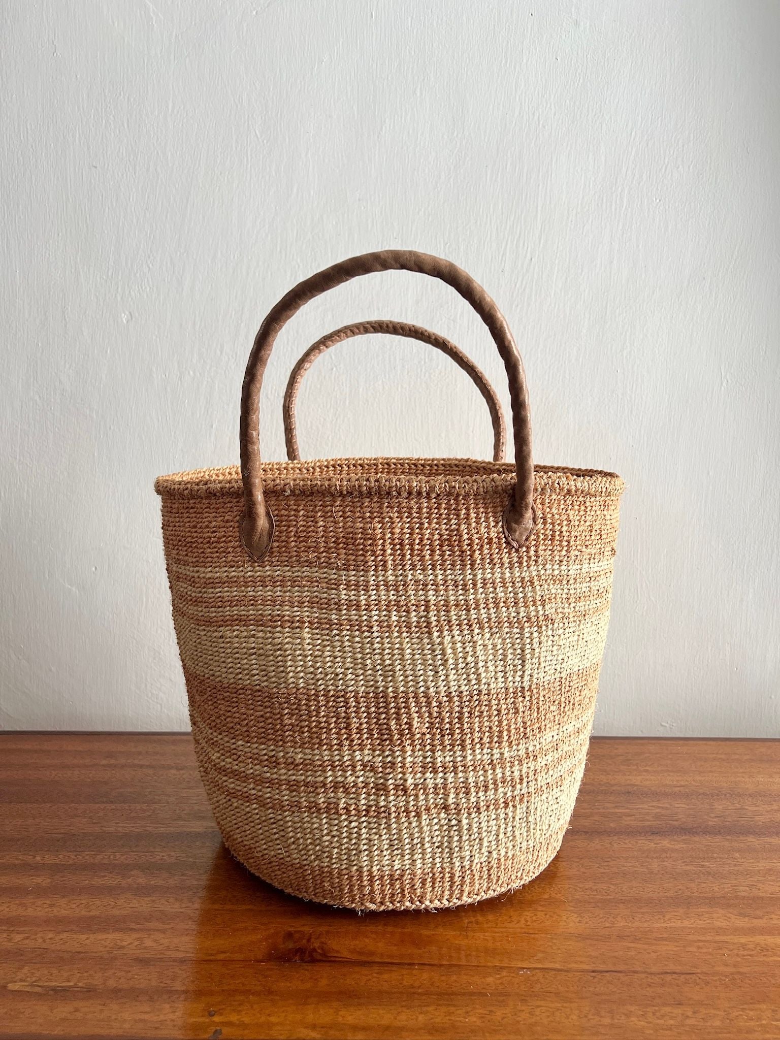 Light Peach Sisal Storage Basket