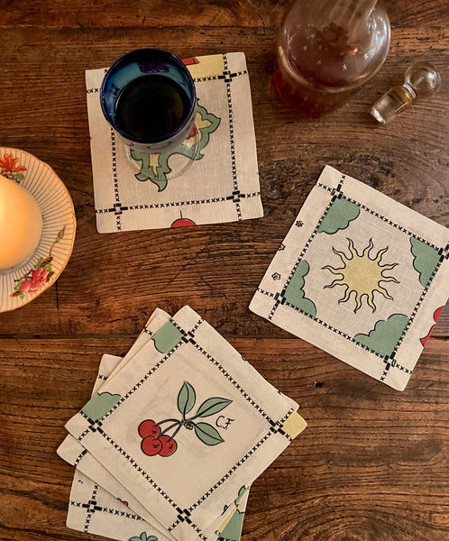 Re-Work Cocktail Napkins in Black Border Print- Set of Six