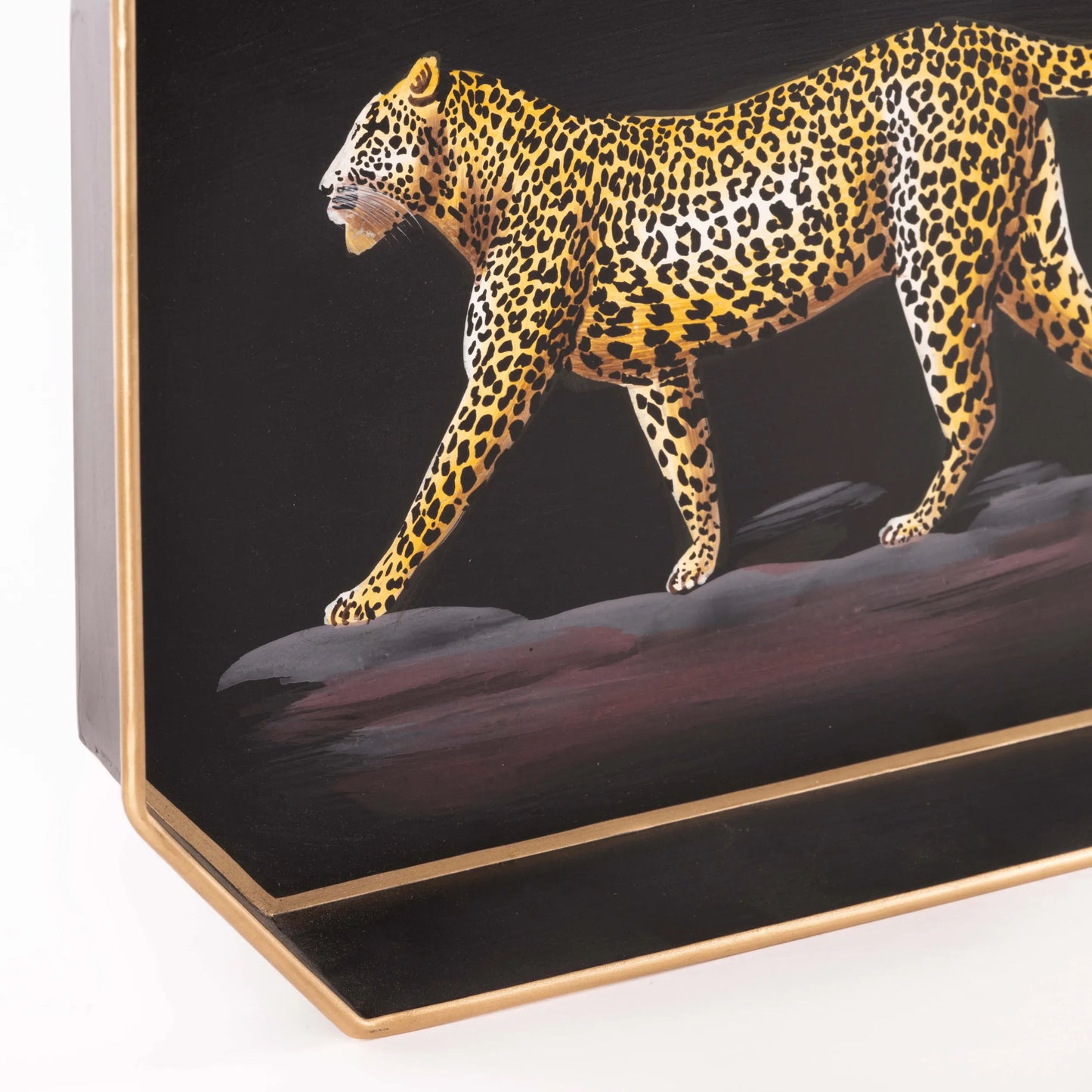 Fauna Hand-Painted Iron Tray - Leopard