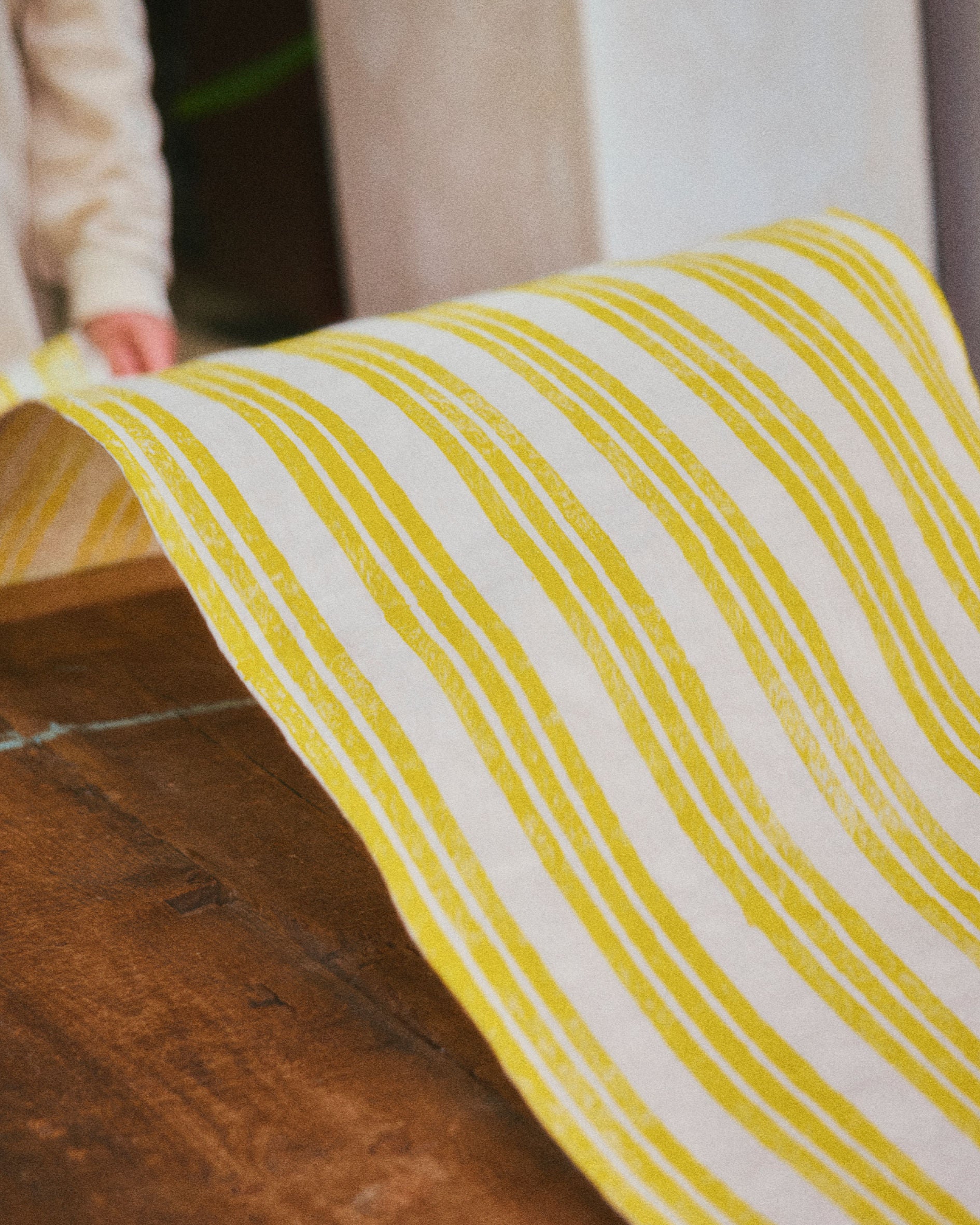 Lemon Yellow Stripe Table Runner