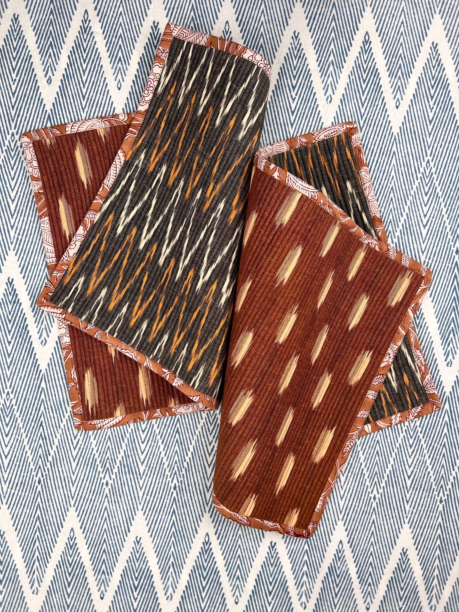 The Breakfast Ikat Placemat (pair) - Camel & Grey