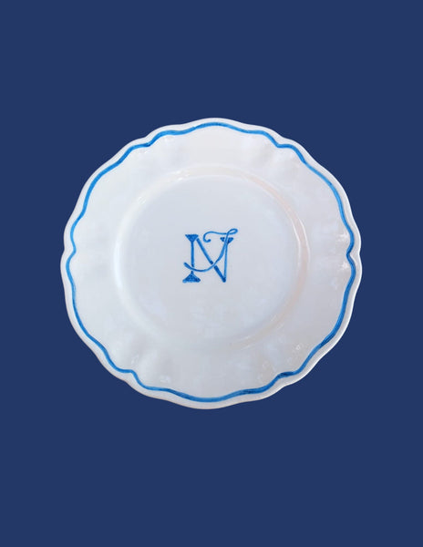 Ceramic Personalised Monogram Scalloped Plate | Set of 12