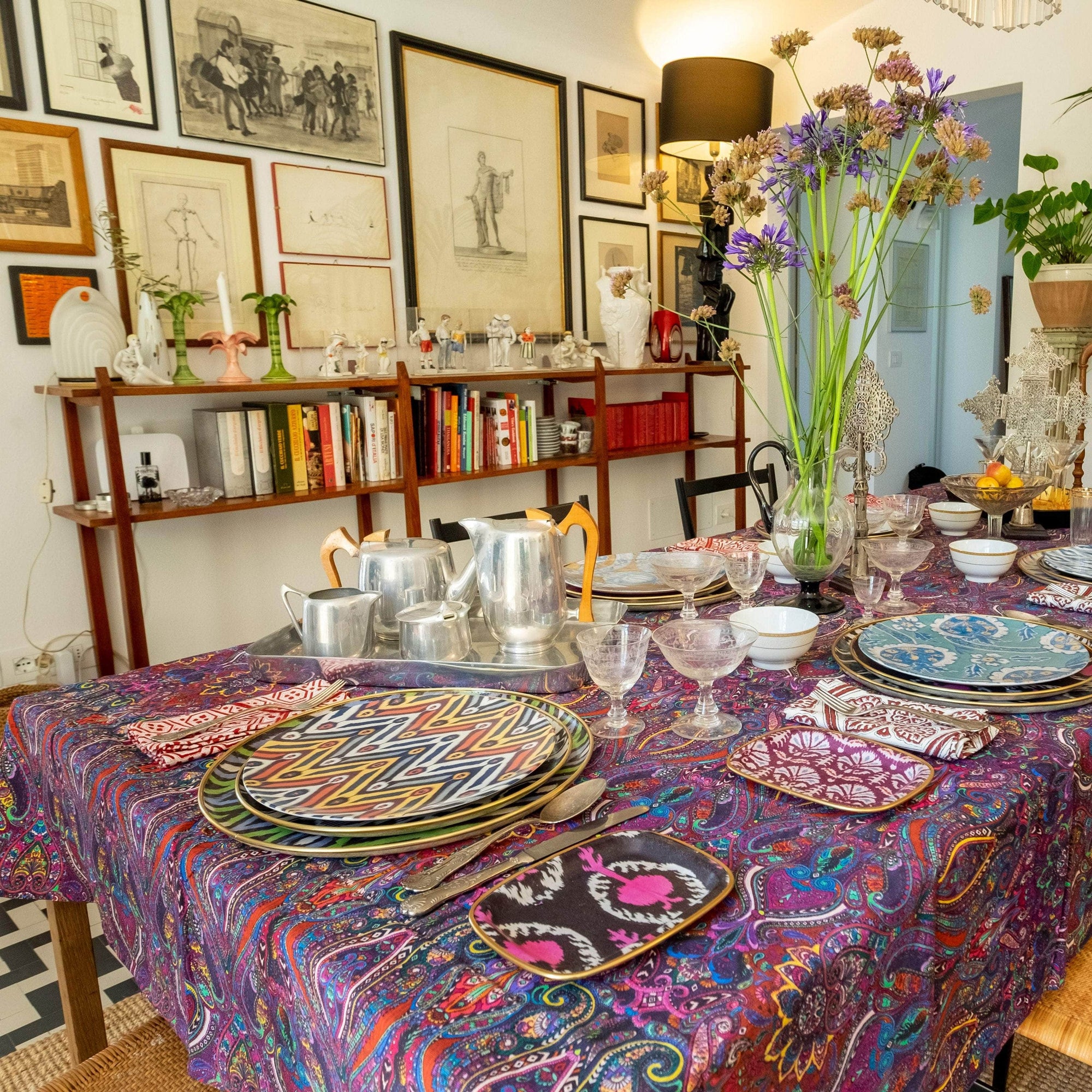 Matthew Williamson Cotton Tablecloth Peacock Feather - Style 01