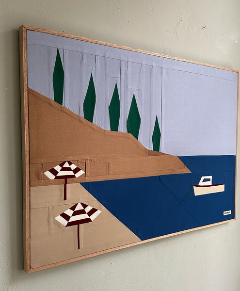 Seascape Hand Framed Original Quilted Artwork