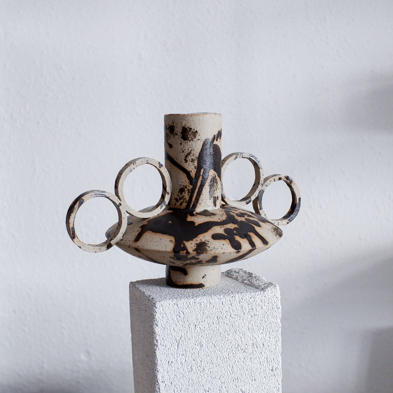 Zebrino - Matt Black Paint Splash - Ceramic Vase