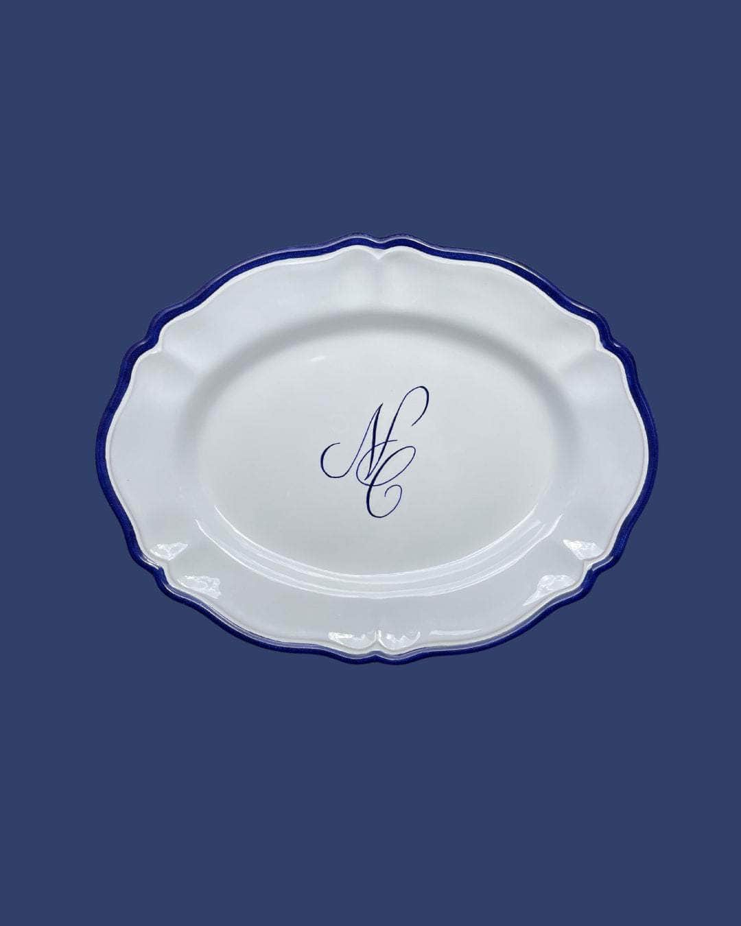 Personalised Ceramic Set of 2 Wedding Engraved Oval Serving Platter