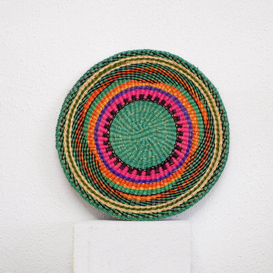 Colourful Placemats from Ghana - Complementary Set of 2 - Fuchsia & Green