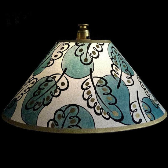 Paisley Leaf Hand Painted 14" Lampshade in Green Gold