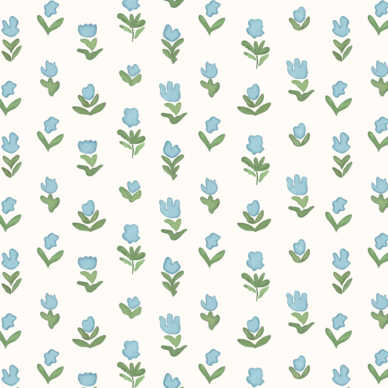 Little Wild Tulips Wallpaper - Light Blue