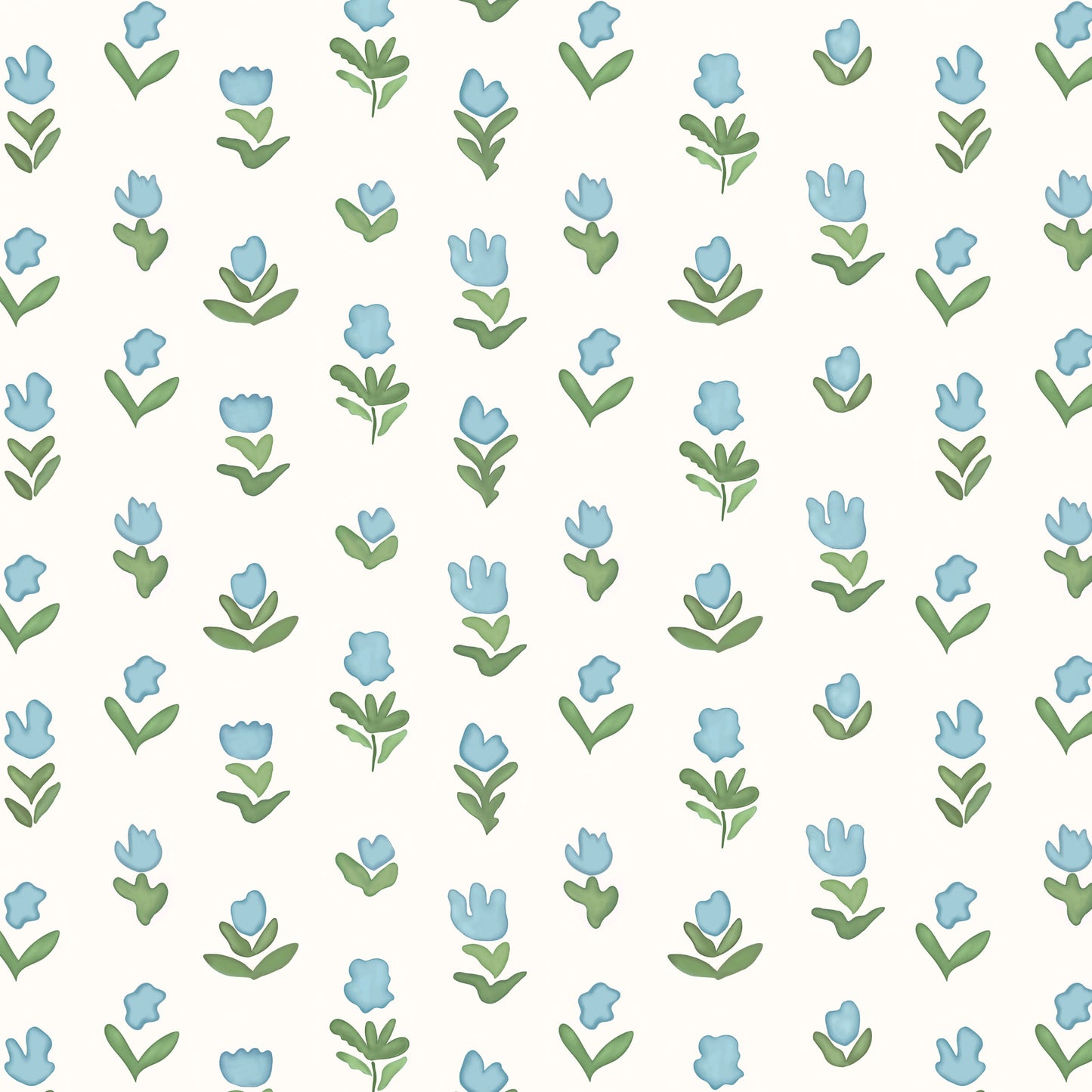 Little Wild Tulips Wallpaper - Light Blue