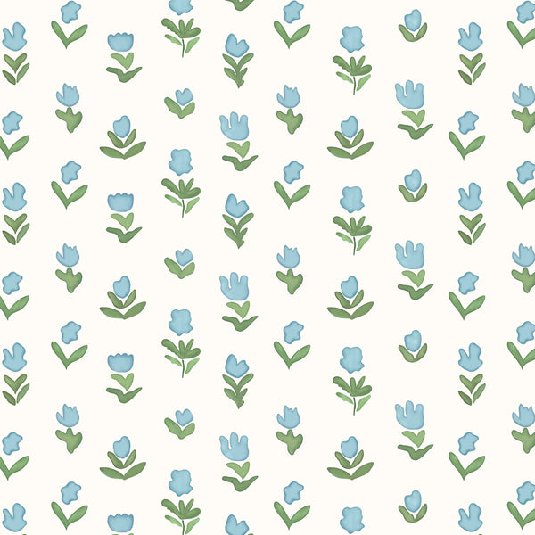 Little Wild Tulips Wallpaper - Light Blue