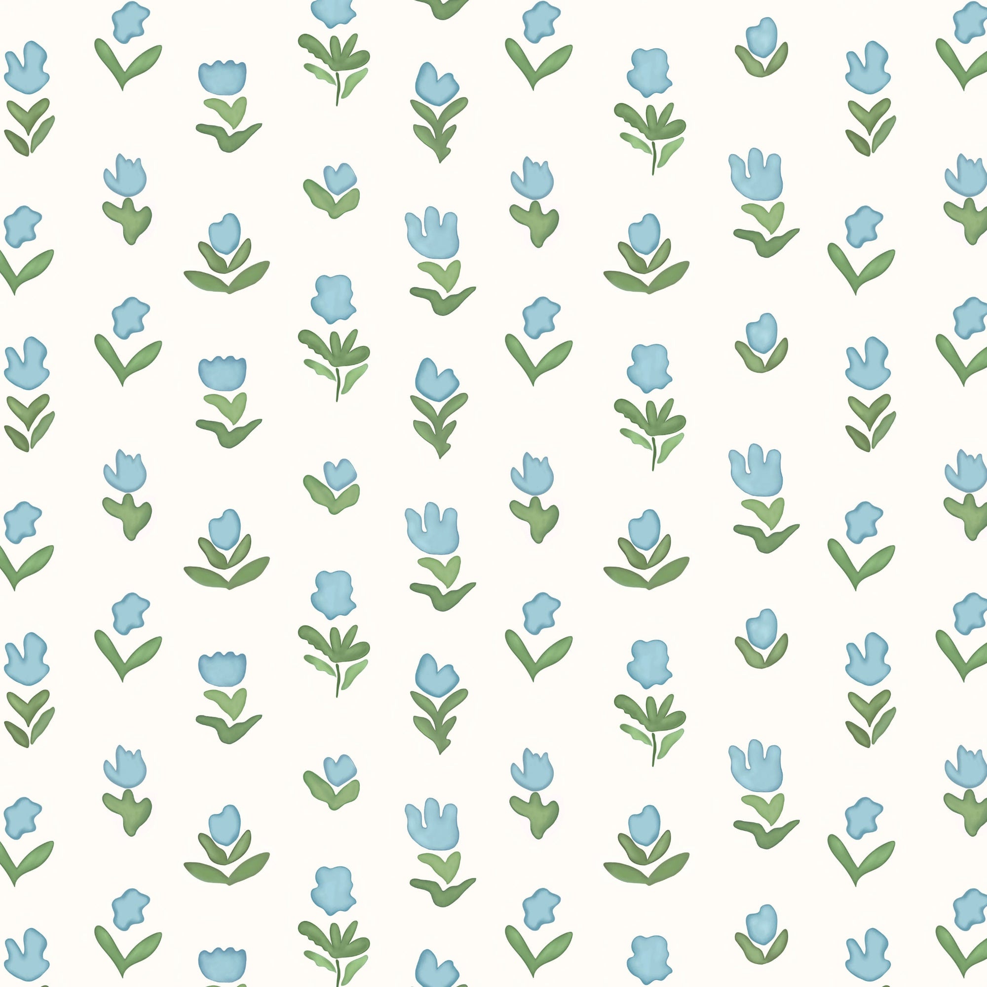 Little Wild Tulips Wallpaper - Light Blue