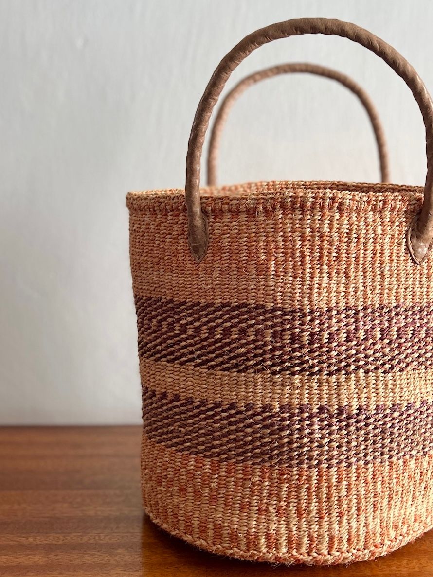 Peach & Purple Sisal Storage Basket