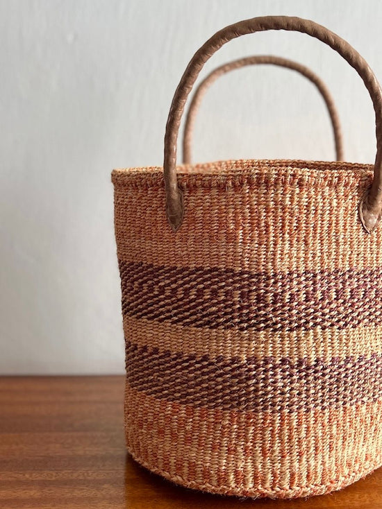 Peach & Purple Sisal Storage Basket