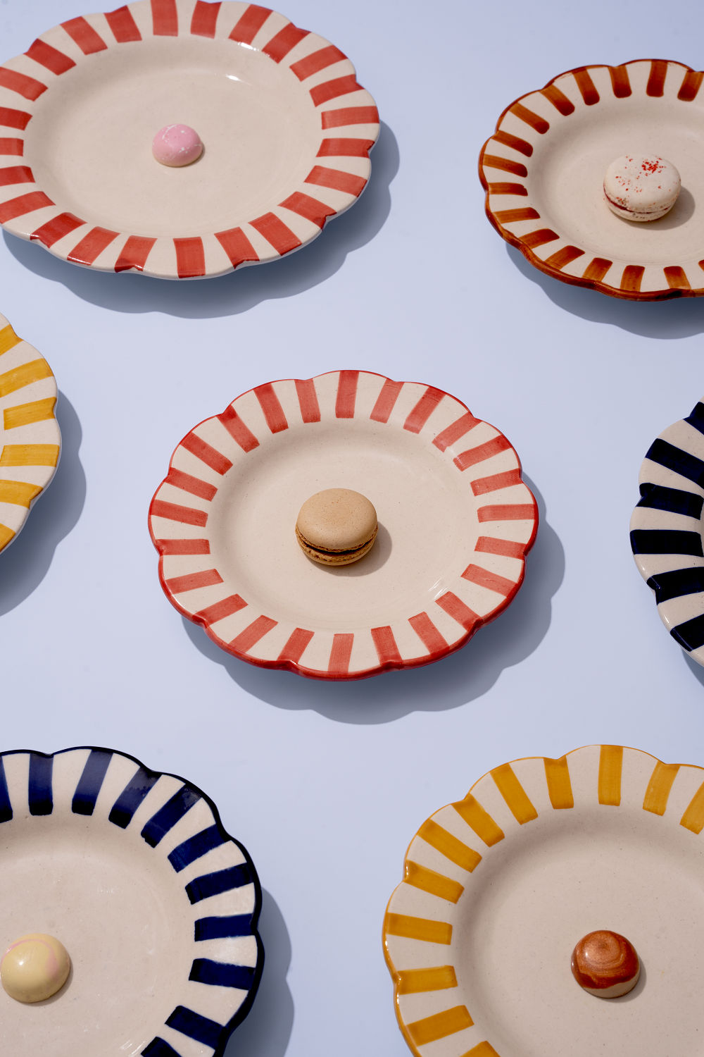 Ceramic Stripe Salad Plate Yellow