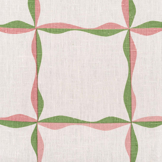 Ribbon Check Fabric (Plaster Pink and Sage Green)