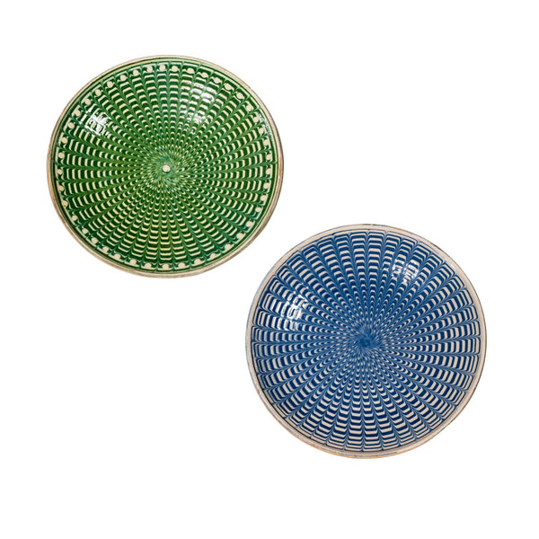 Artisanal Ceramic Hand Painted Plates Set of Two