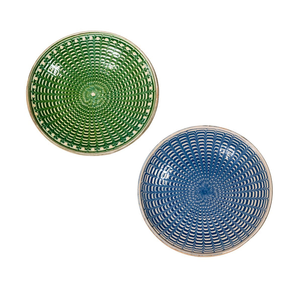 Artisanal Ceramic Hand Painted Plates Set of Two