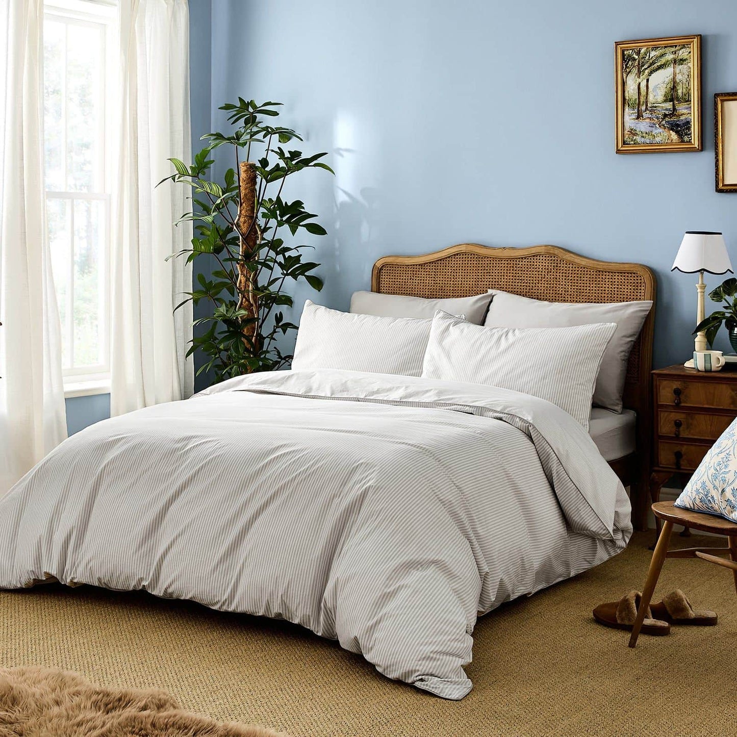 Luxury Organic Dove Grey Striped Pillowcases