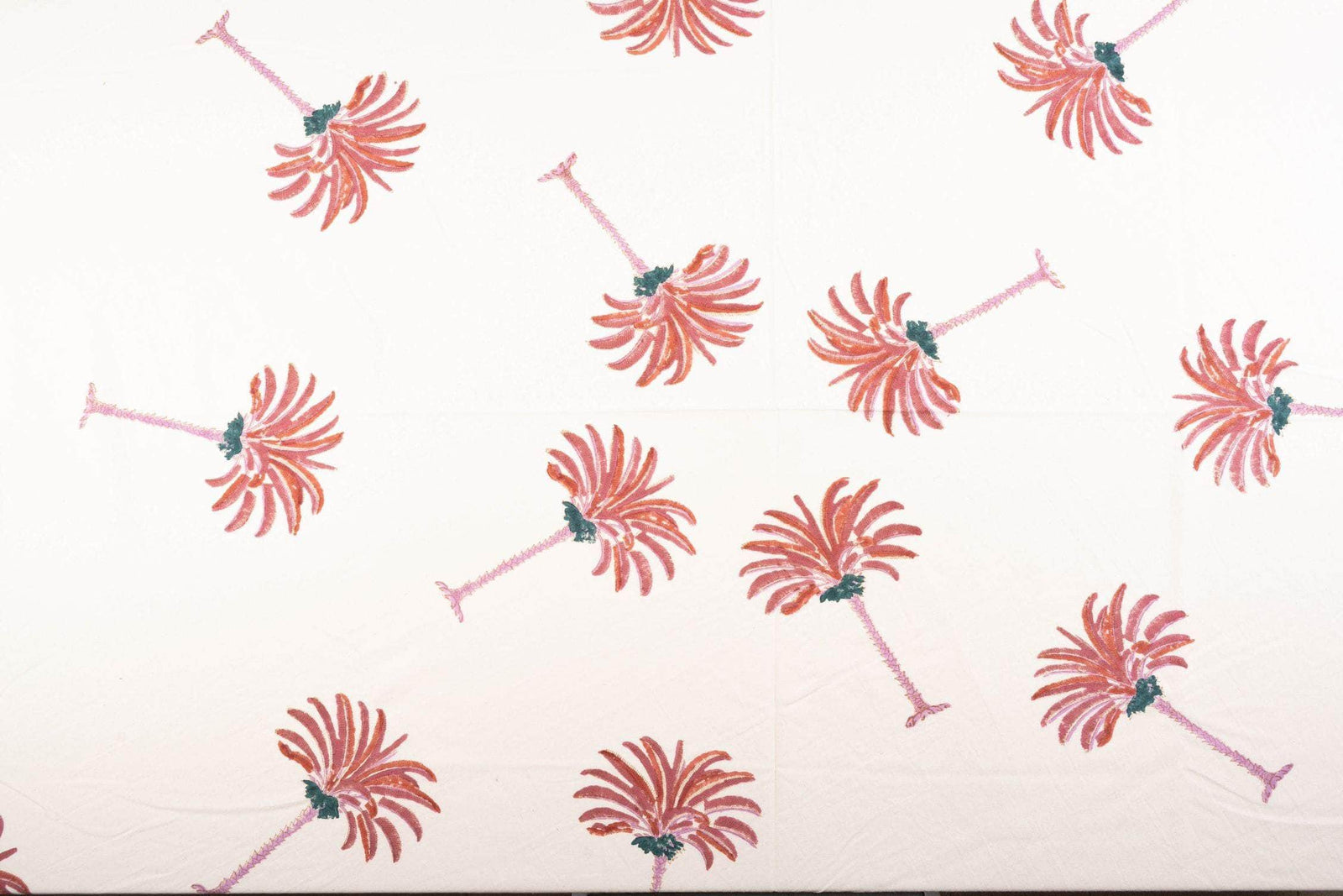 Hand-Printed Palm Cotton Tablecloth