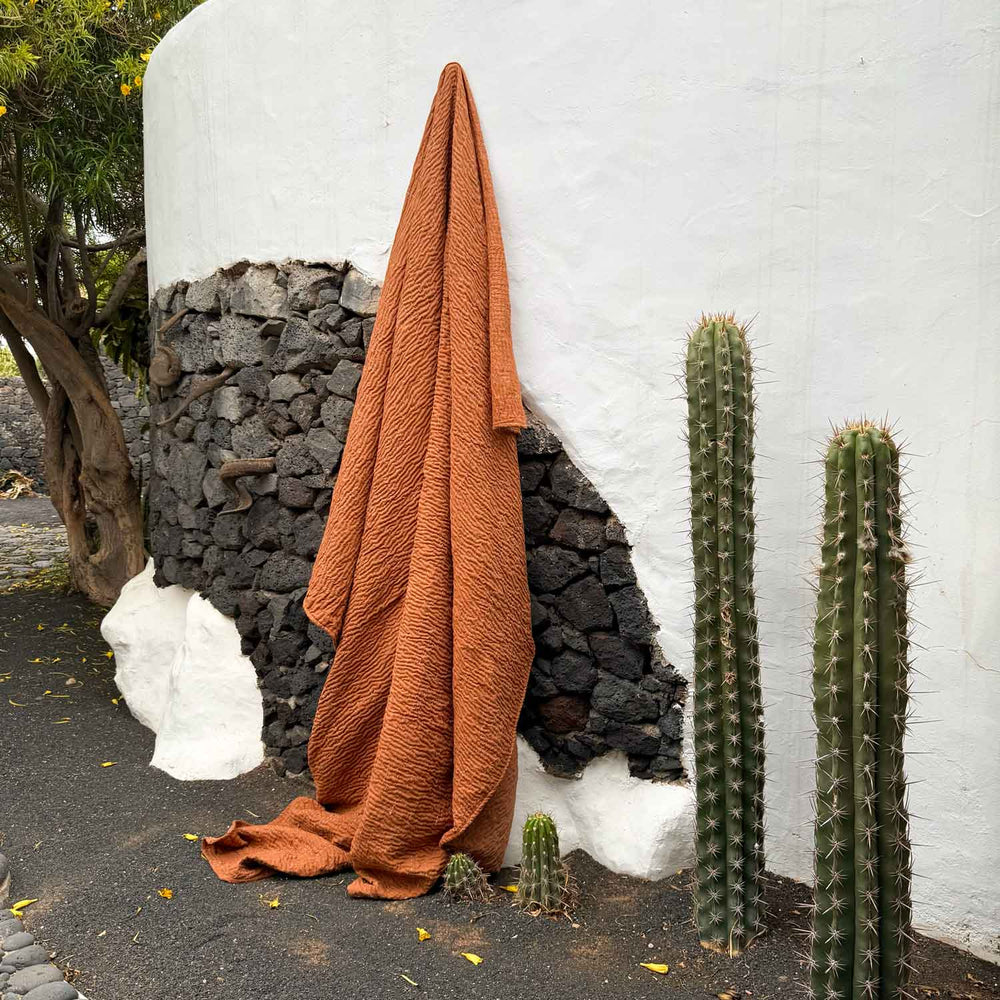 Cotton Texture Blanket Brown