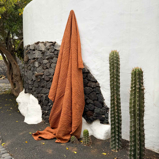 Cotton Texture Blanket Brown