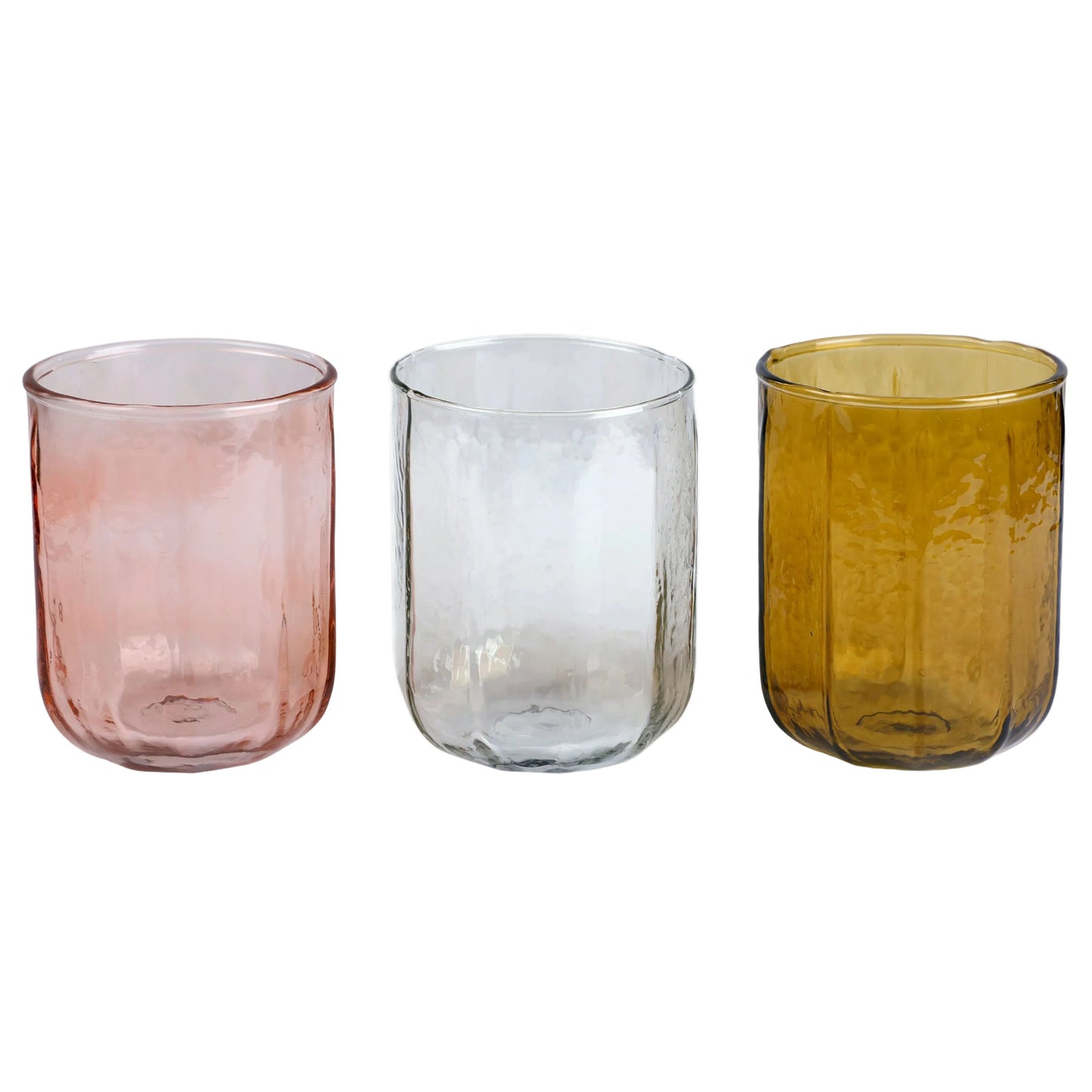 Hammered Water Glass , Natural - 4 X 3 Inches (Set of 2)