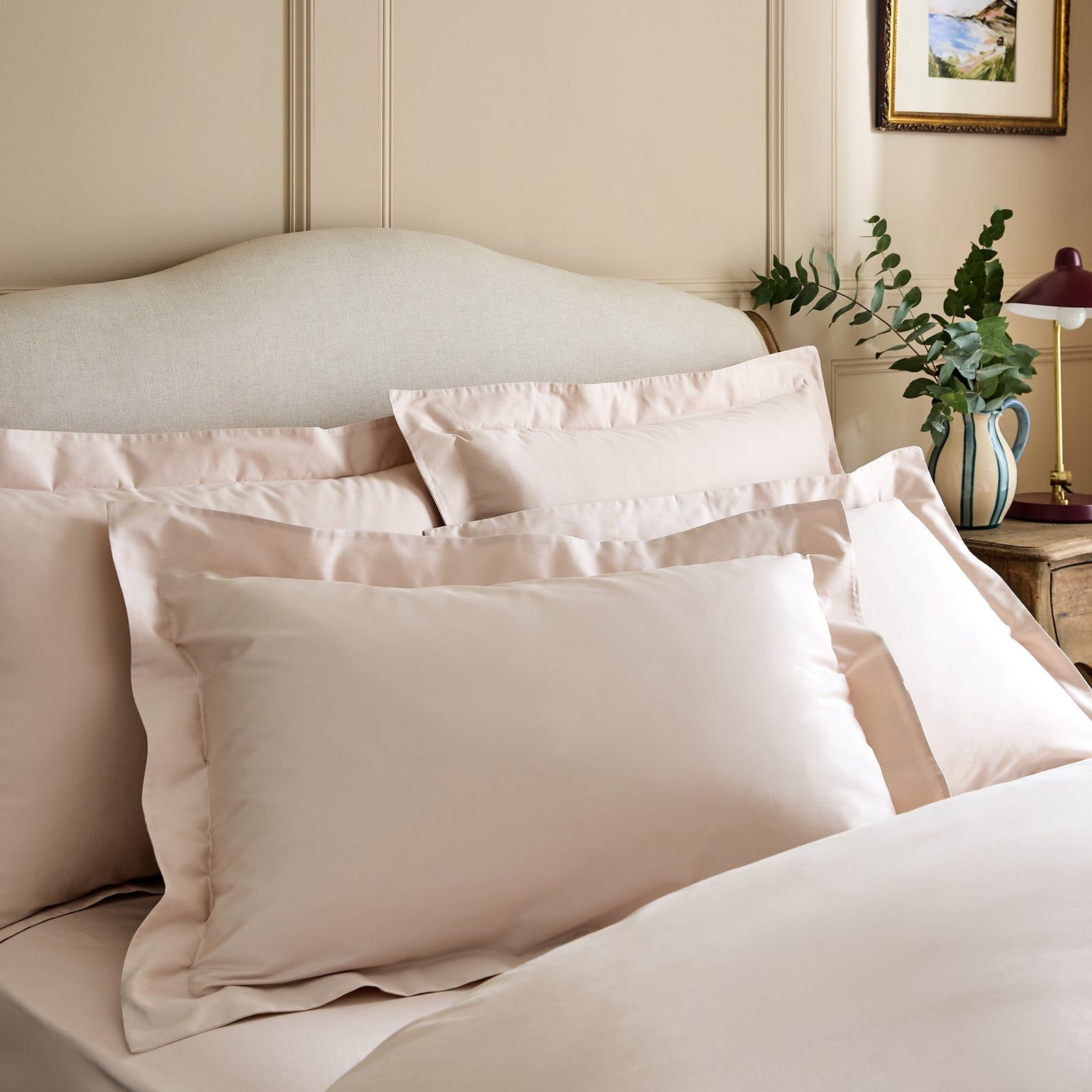 Luxury Organic Dusky Pink Edged Pillowcases