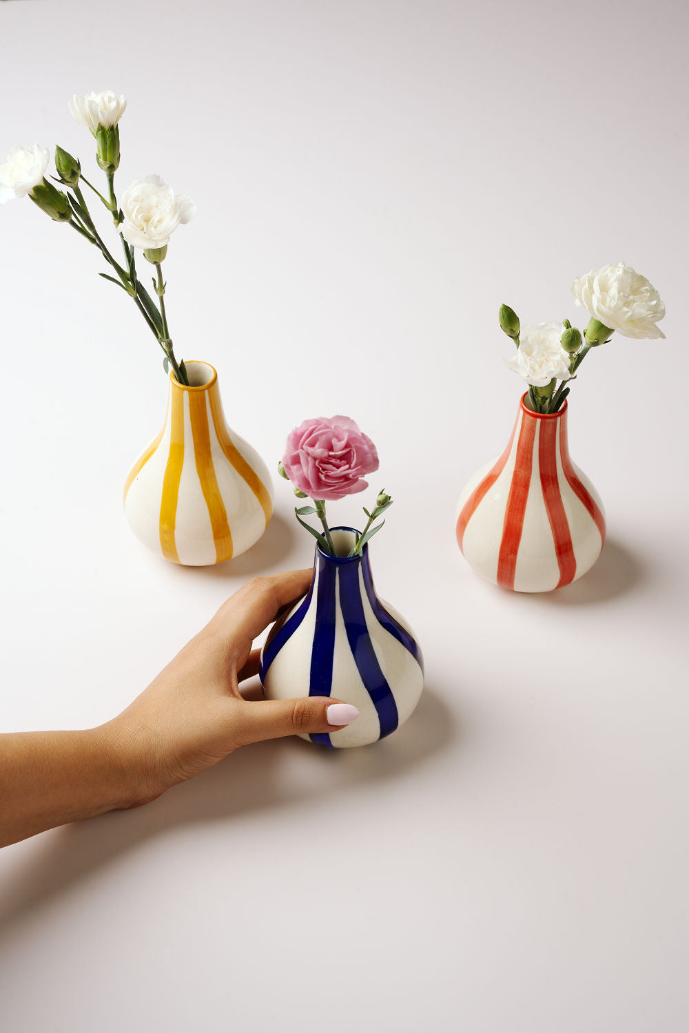 Ceramic Stripe Bud Vase, Red (SET OF 2)