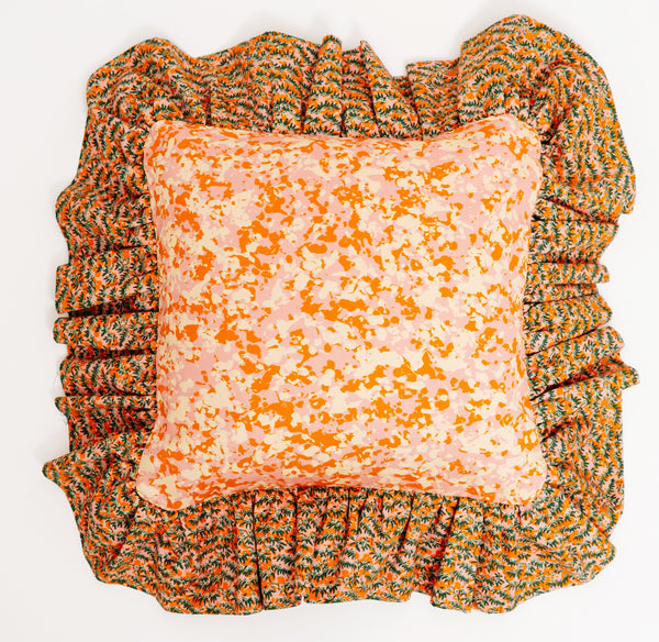 "Frilly Fancy" cushion in Tangerine Orange