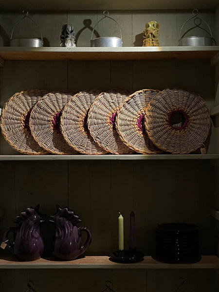 Fisculo Hand Woven Placemat | Natural, Pink & Saffron