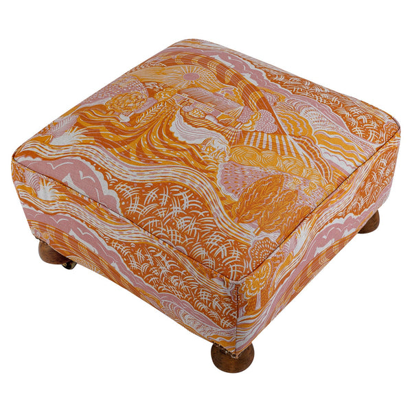 Edwardian Pouffe in The Plough Ethel Pink and Harvest Gold