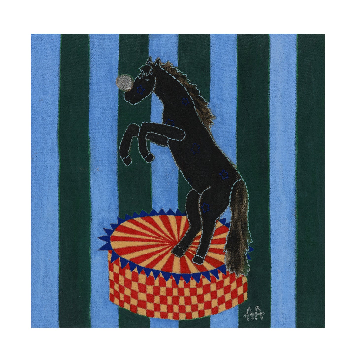 Striped Horse Blue- Limited Fine Art Print