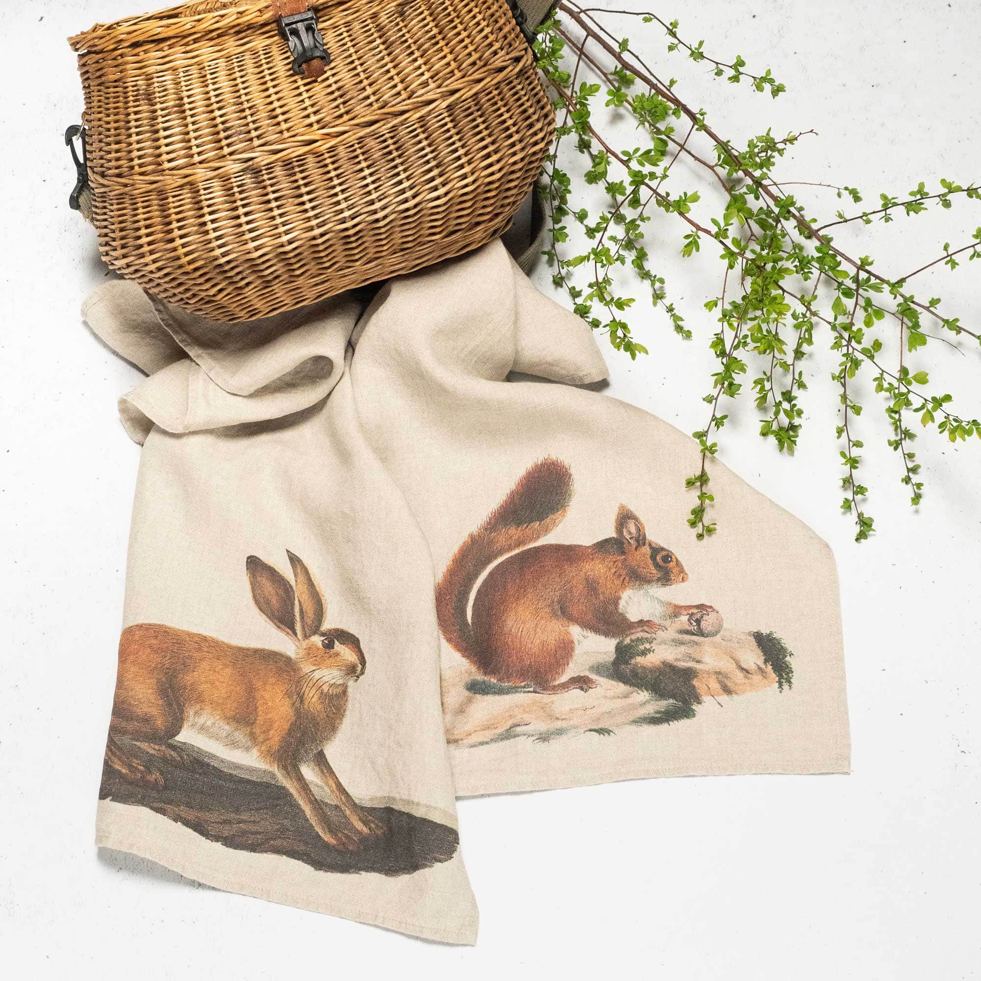 Linen Kitchen Towels SQUIRREL & HARE Set of 2