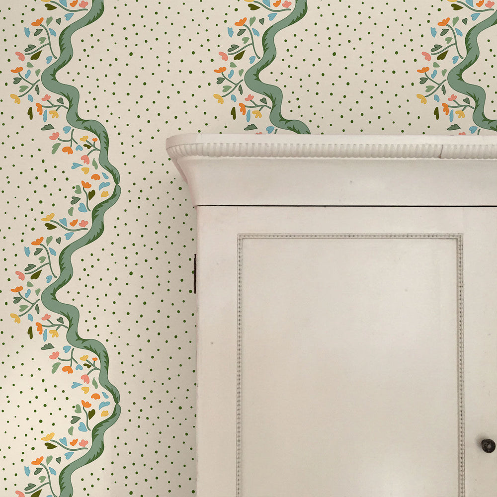 Chintz Caroline Wallpaper - Green