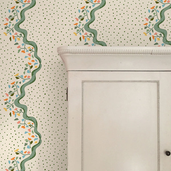 Chintz Caroline Wallpaper - Green